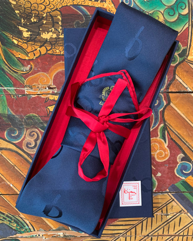 Limited Edition Special Silk Jacquard Bijan "b" Tie Set