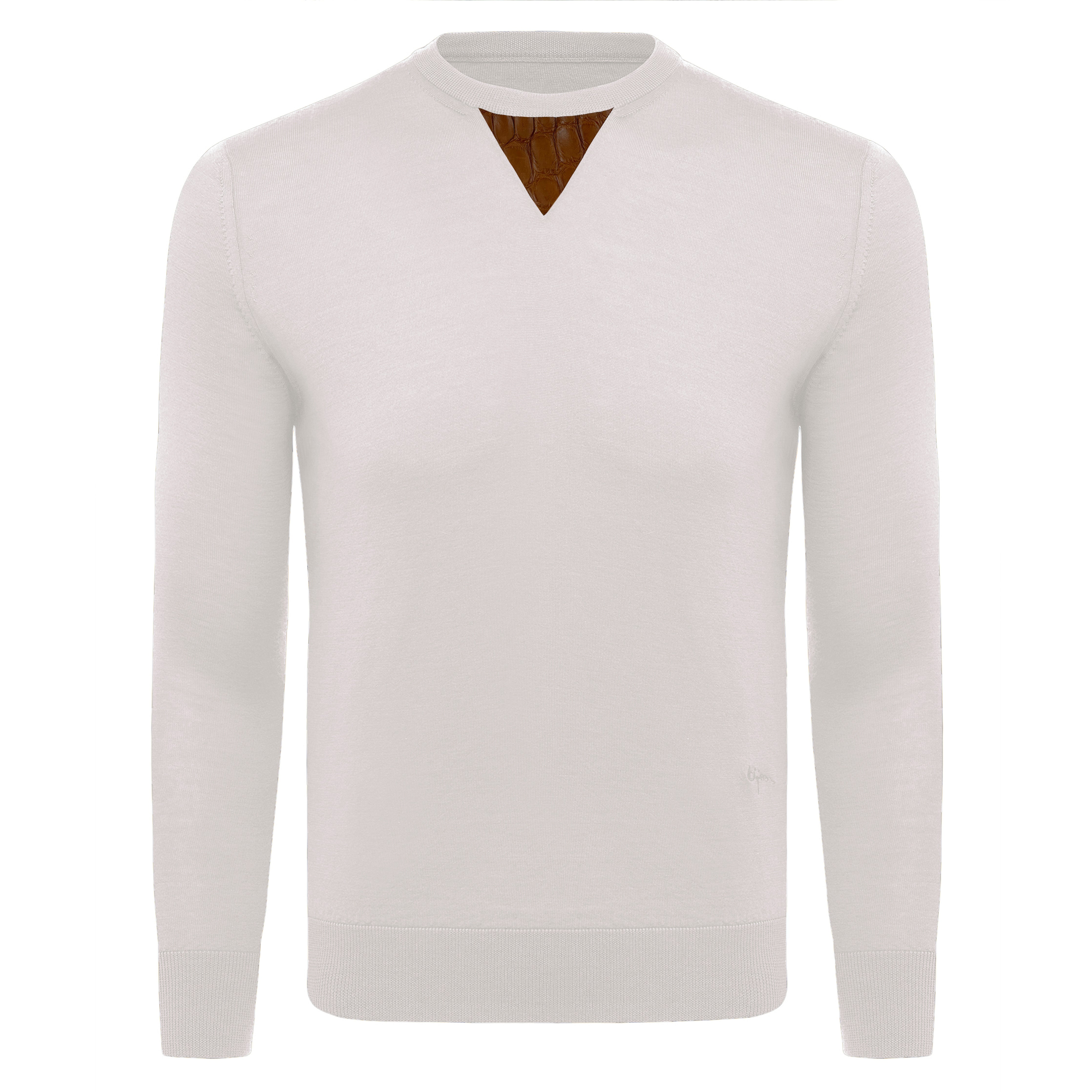Cashmere and Silk Off-White Sweater with Alligator Detail – House