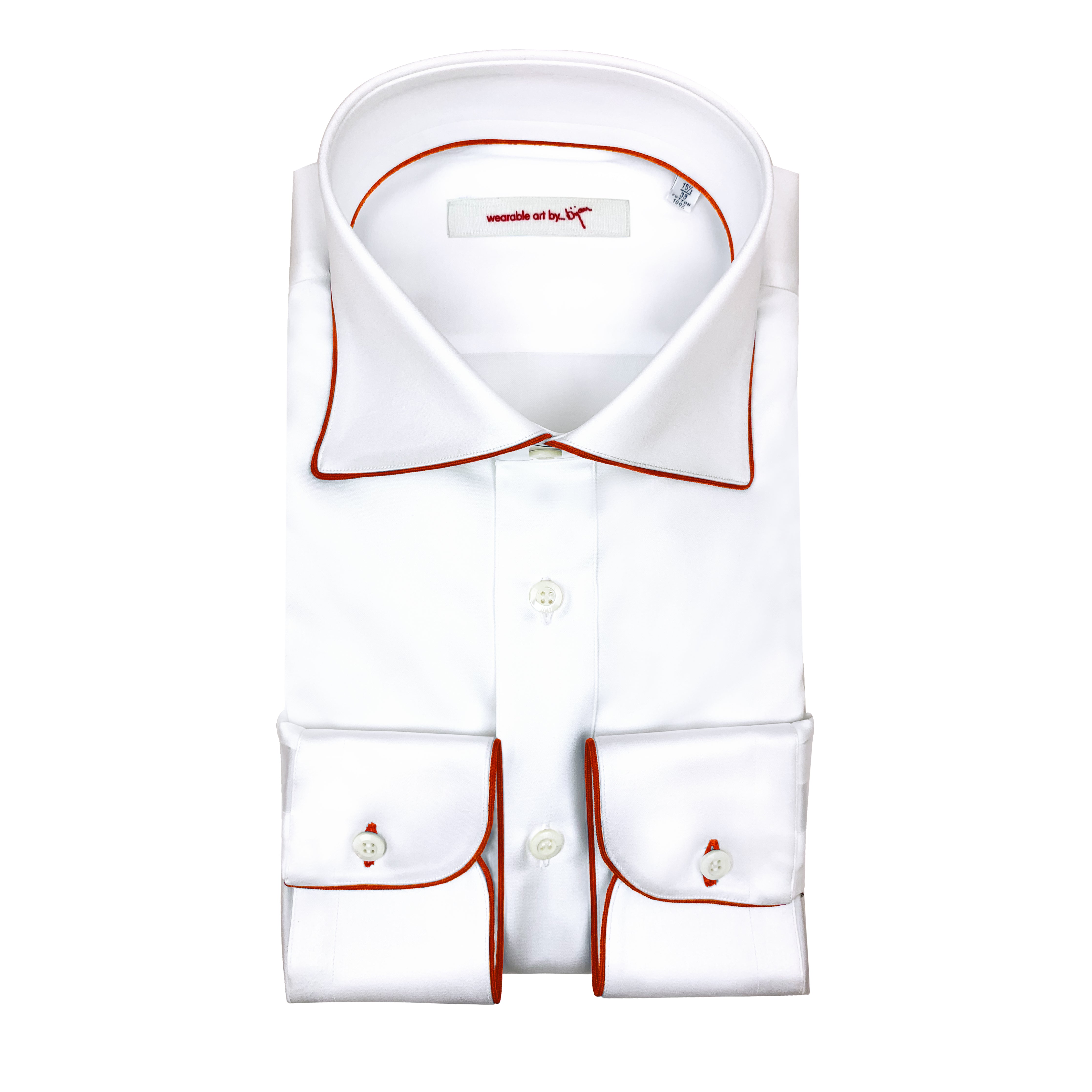 red and white dress shirt Dress Shirt with Red Piping Detail