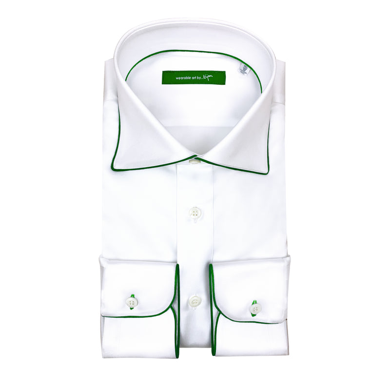 Dress Shirt with Green Piping Detail