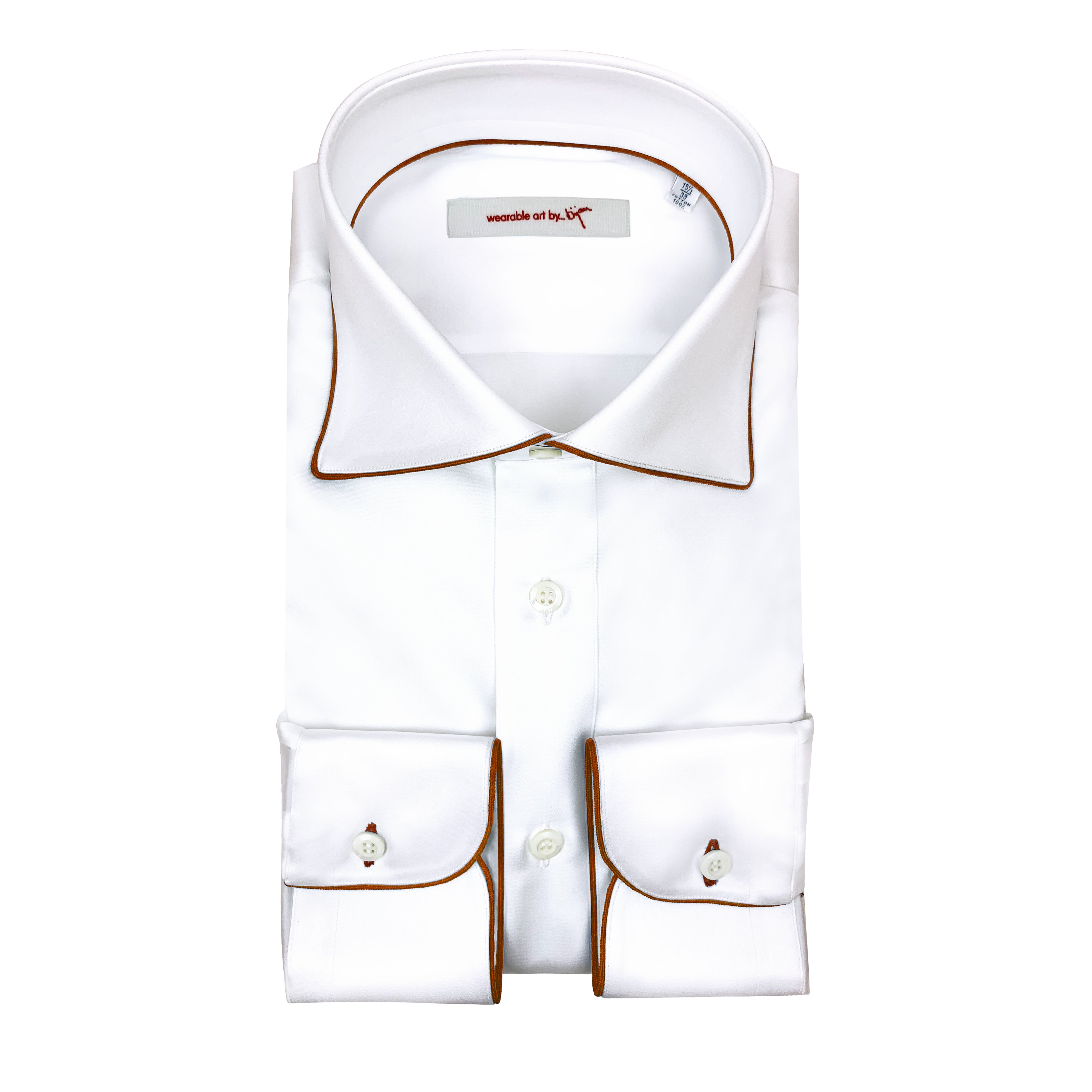 orange and white dress shirt with Burnt Piping Detail Size:Plus Size (1X and above) Sweet Wink - Emerald Adaptive shirt for men jm-130-spread-collar-dress-shirts