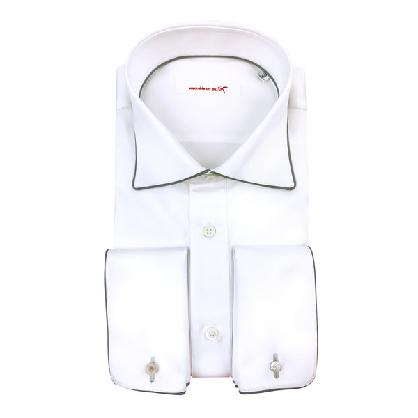 French Cuff Dress Shirt with Grey Piping Detail