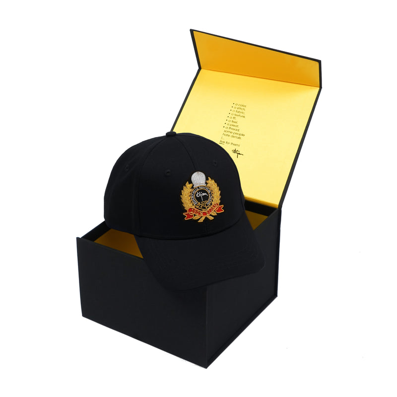 Black with Gold Crest Cap
