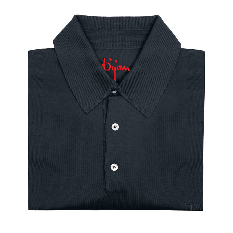 Dark Gray Short Sleeve Pure Silk Polo Shirt