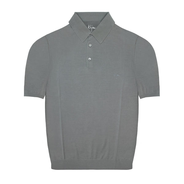 Gray Short Sleeve Pure Silk Polo Shirt
