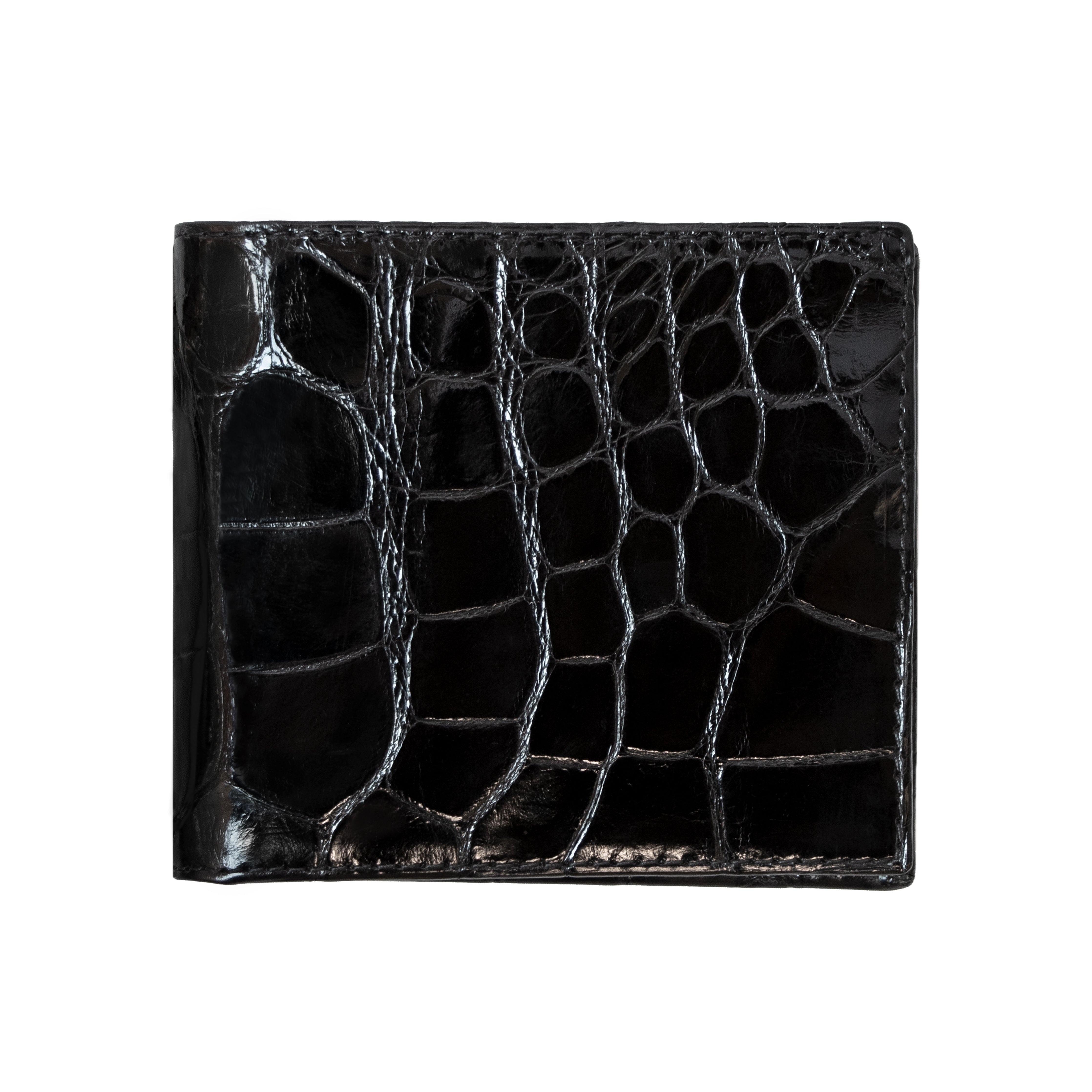 BLACK DOUBLE SIDE Alligator Crocodile Leather Credit Card Holder