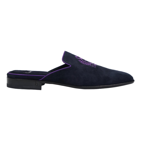 Navy and Purple Slip On Suede Loafer