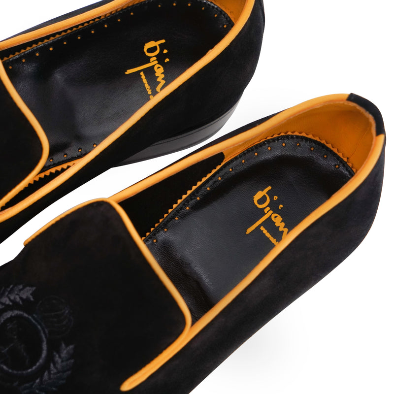 Black and Yellow Suede Loafer