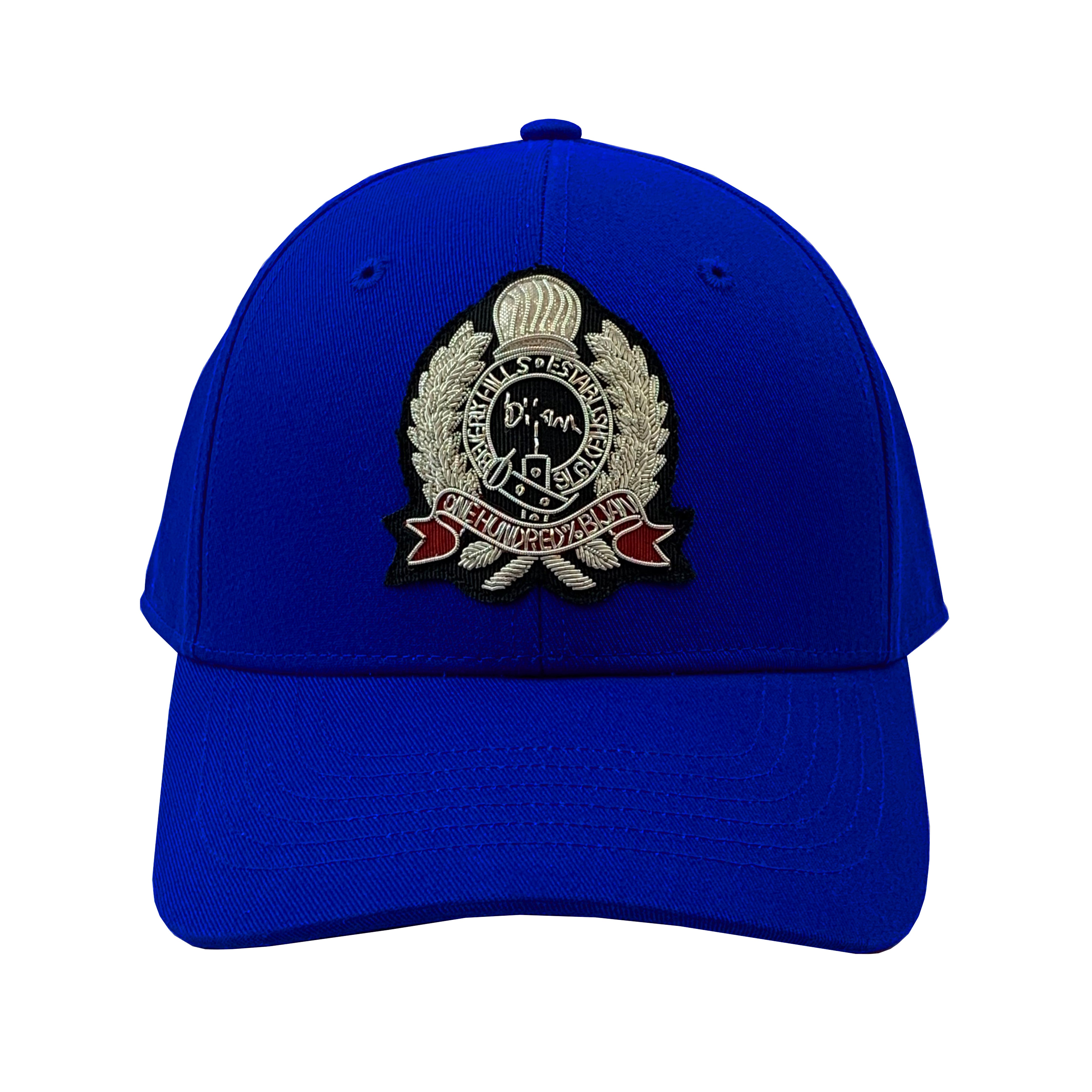 French Blue with Silver Crest Cap House of Bijan