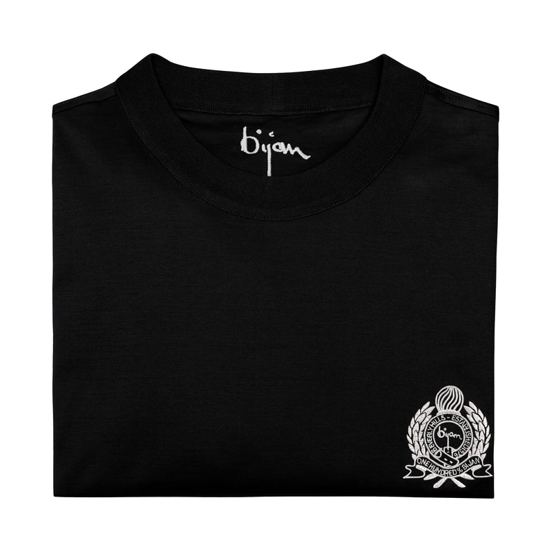 Black with Metallic Crest Long Sleeve T-Shirt