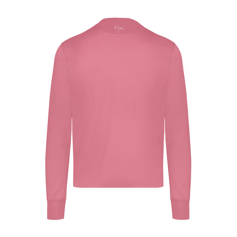 Pink with Pink Crest Long Sleeve T-Shirt