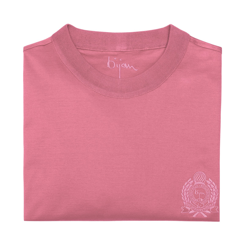 Pink with Pink Crest Long Sleeve T-Shirt