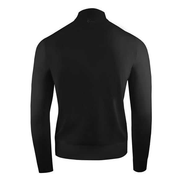 Black Cashmere and Silk Mock Neck Sweater Back Detail