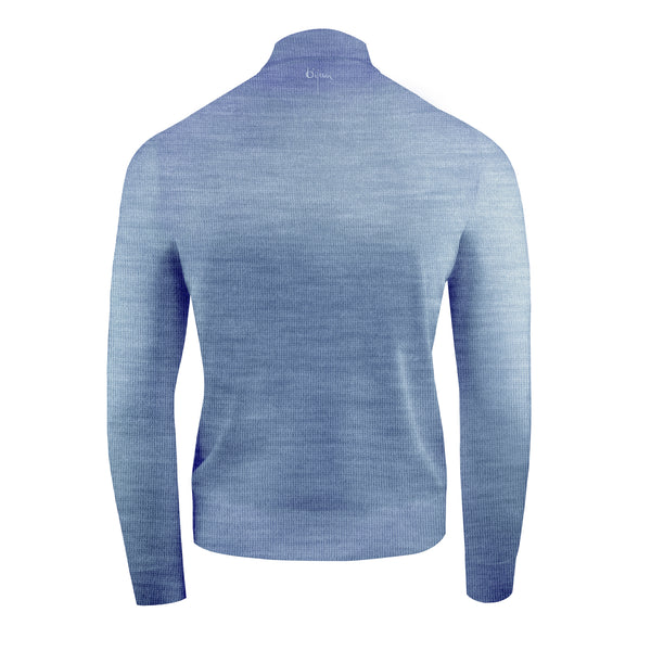 Blue Cashmere and Silk Mock Neck Sweater Back Detail Shot