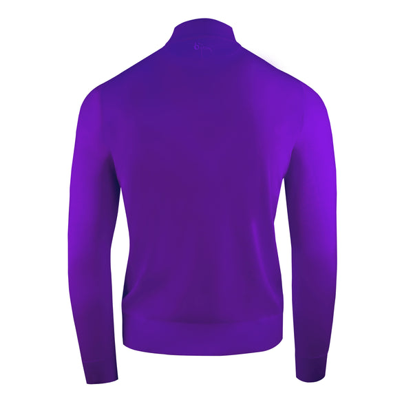 Purple Cashmere and Silk Mock Neck Sweater Back Detail Shot