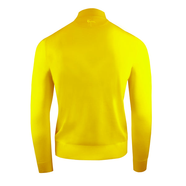 Yellow Cashmere and Silk Mock Neck Sweater Back Detail