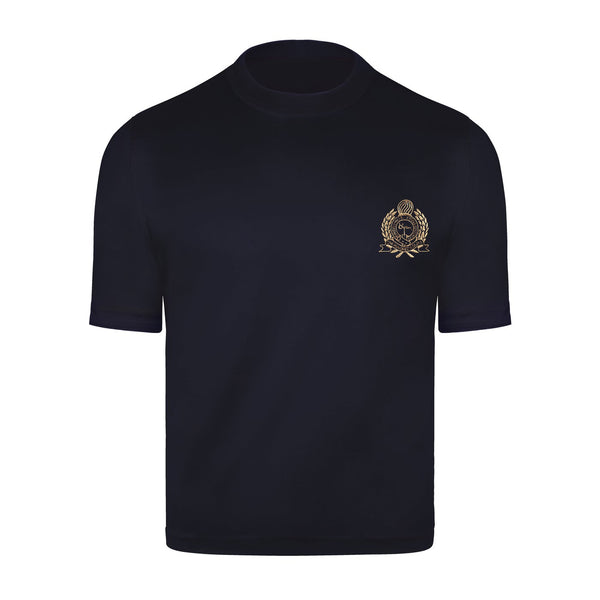 Navy with Metallic Gold Crest Short Sleeve T-Shirt
