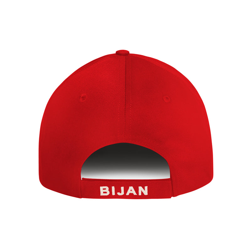 Bijan Red with Silver Crest Cap