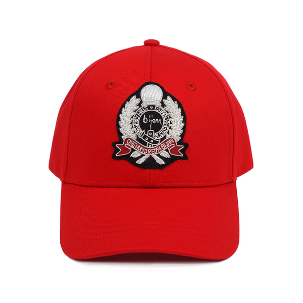 Bijan Red with Silver Crest Cap