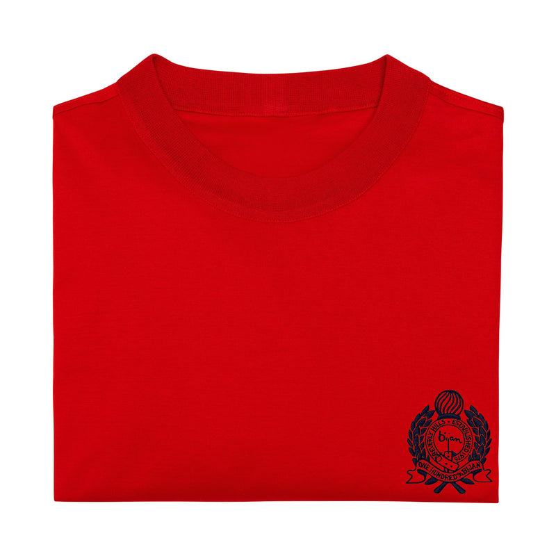 Red with Navy Crest Short Sleeve T-Shirt