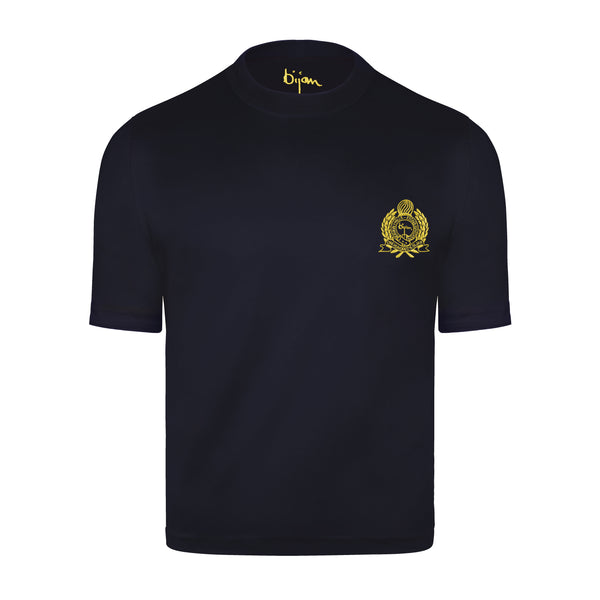 Navy with Yellow Crest Short Sleeve T-Shirt