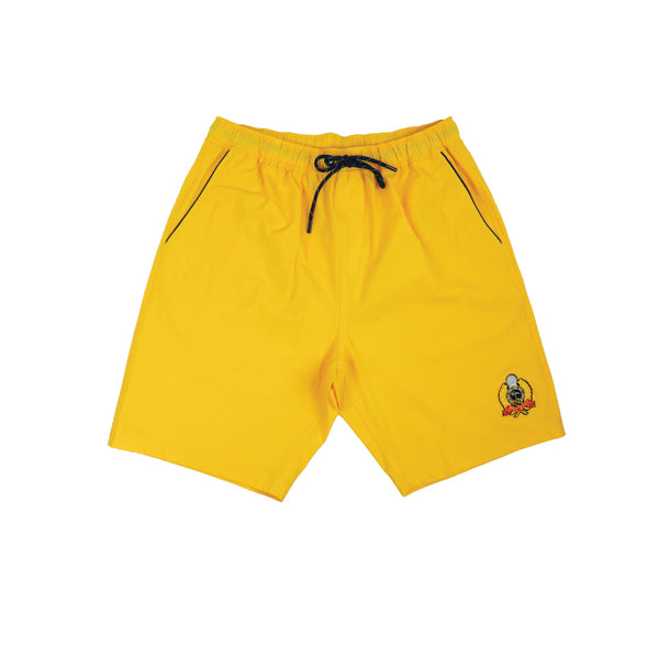 Yellow Bijan Logo Swim Trunk and Jacket Set