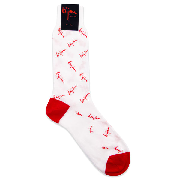 White and Bijan Red Sneaker Socks