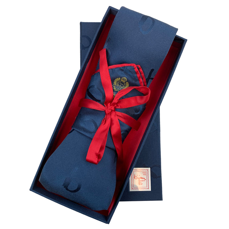 Limited Edition Special Silk Jacquard Bijan "b" Tie Set