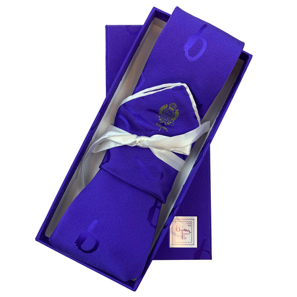 Limited Edition Special Silk Jacquard Bijan "b" Tie Set