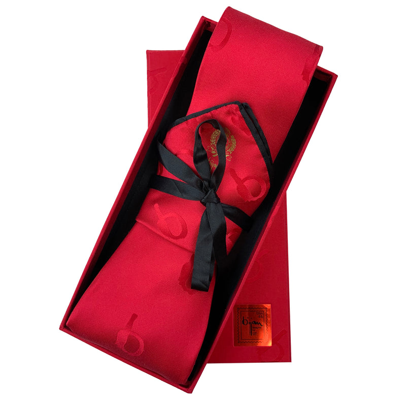 Limited Edition Special Silk Jacquard Bijan "b" Tie Set