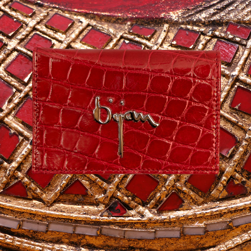 Bijan Red Alligator Card Holder