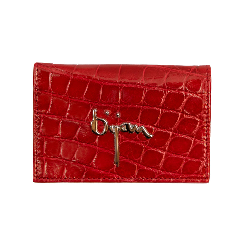 Bijan Red Alligator Card Holder