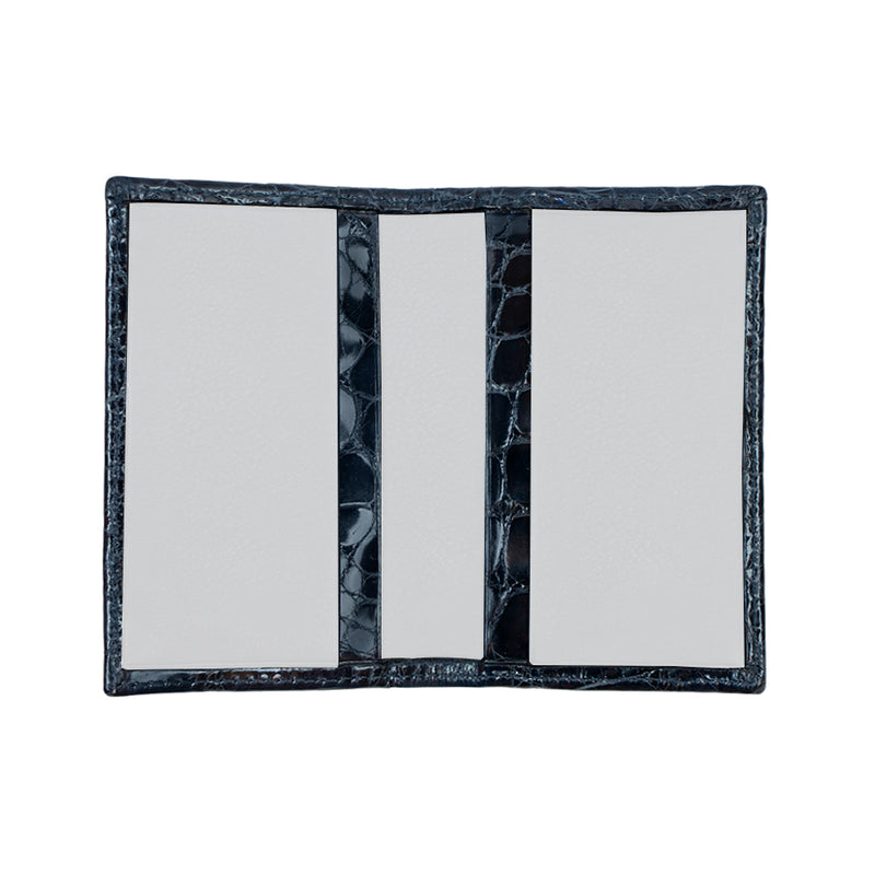 Bijan Navy with White Interior Alligator Card Holder