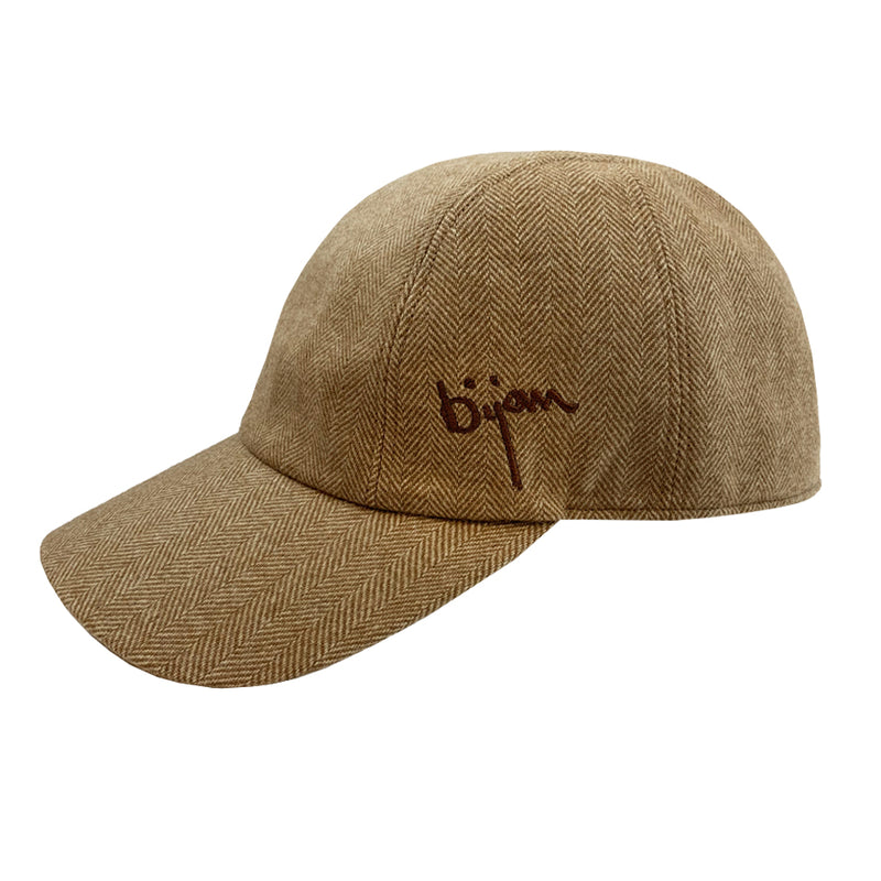 Brown Herringbone Cashmere Cap