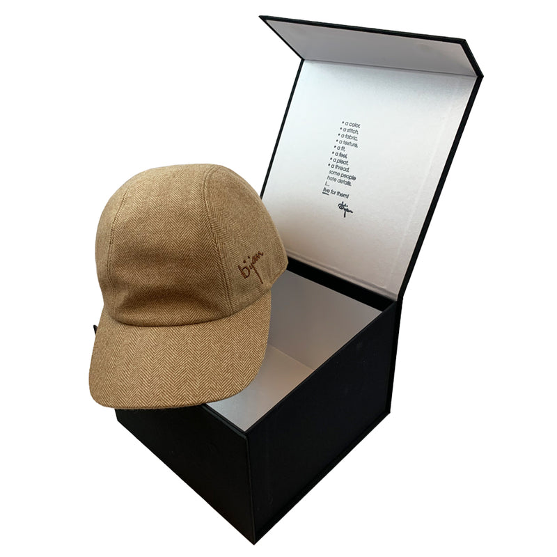Brown Herringbone Cashmere Cap