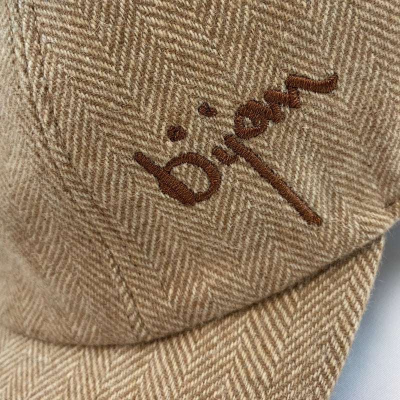 Brown Herringbone Cashmere Cap