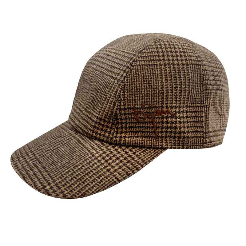 Light Brown Houndstooth Cashmere Cap