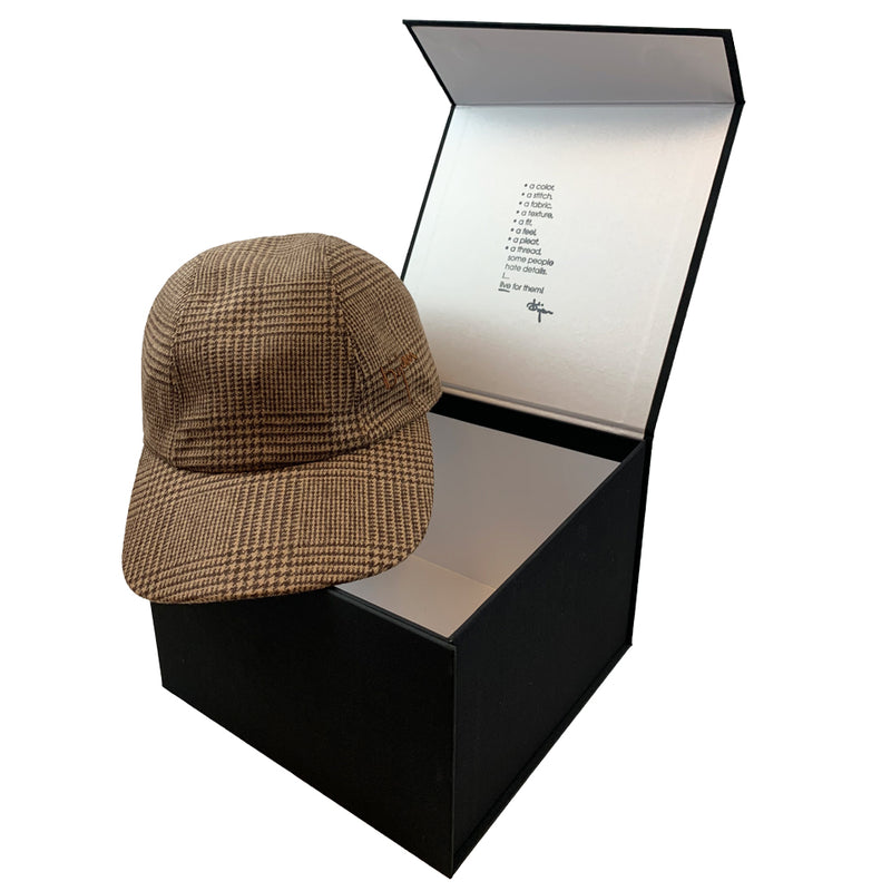 Light Brown Houndstooth Cashmere Cap