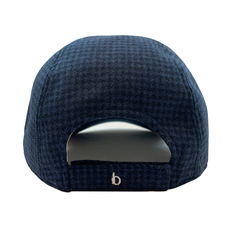 Navy Houndstooth Cashmere Cap