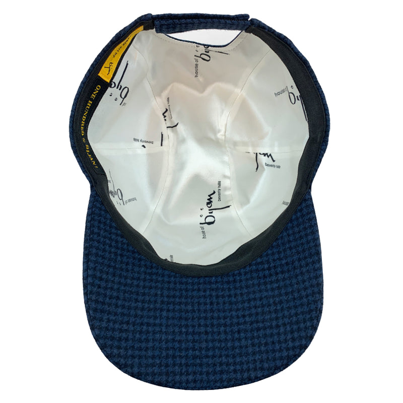 Navy Houndstooth Cashmere Cap