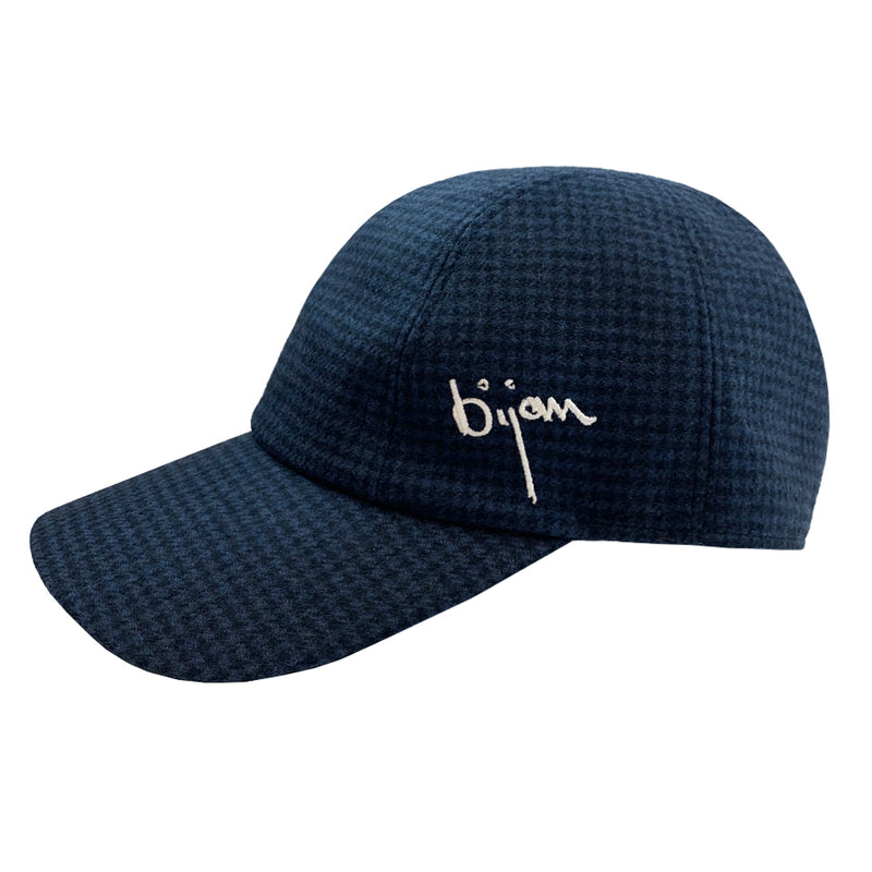 Navy Houndstooth Cashmere Cap