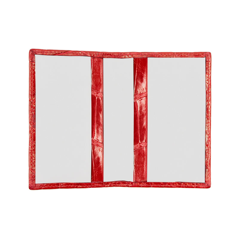 Bijan Red with White Interior Alligator Card Holder