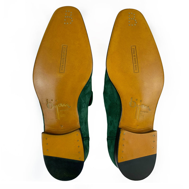 orange dress green shoes Suede – House of Bijan Cowl-Neck