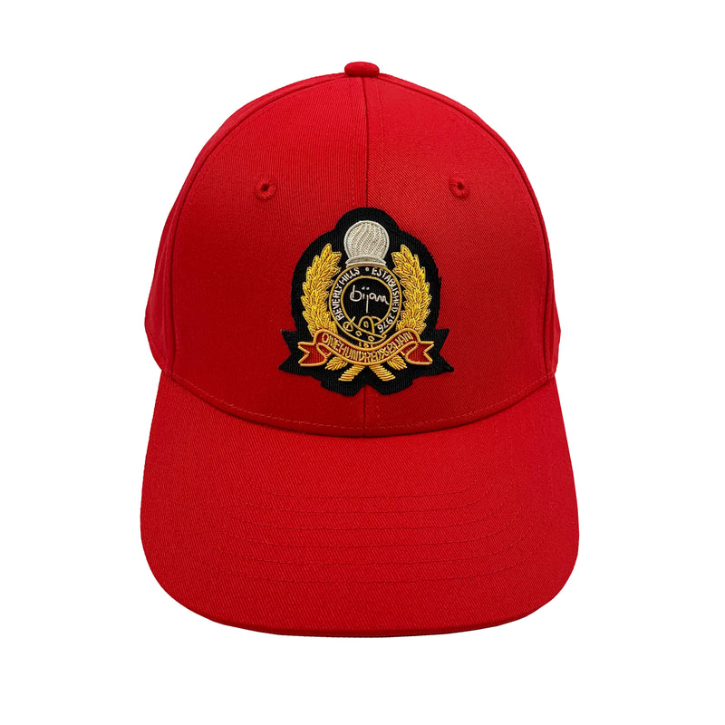 Bijan Red with Gold Crest Cap