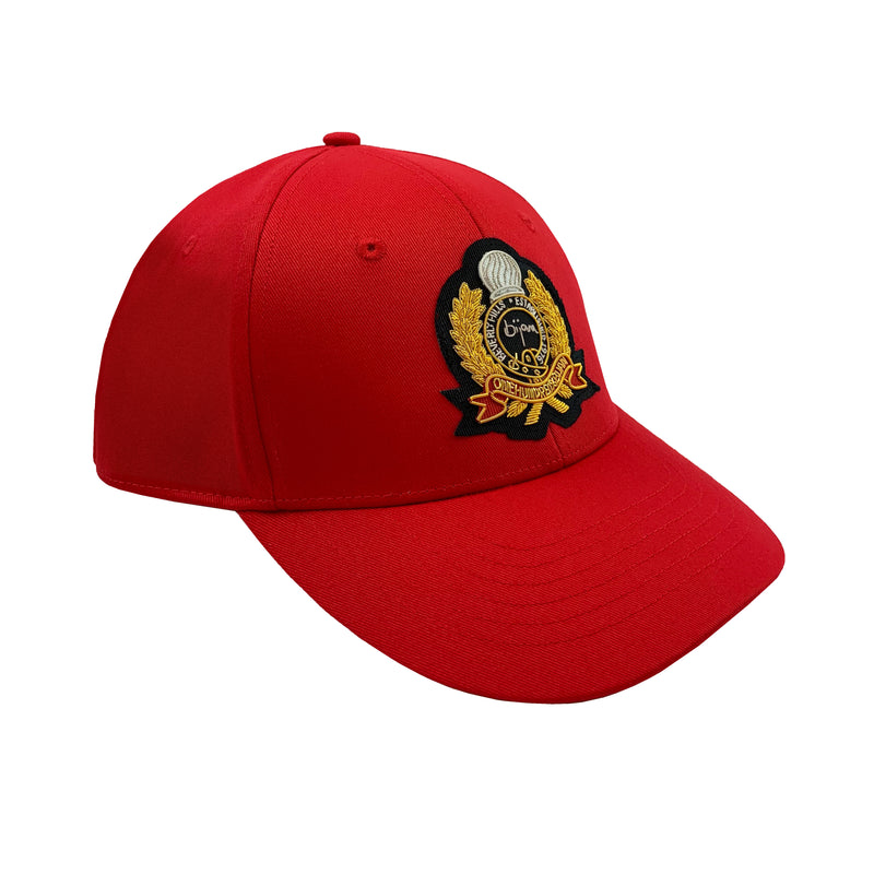 Bijan Red with Gold Crest Cap