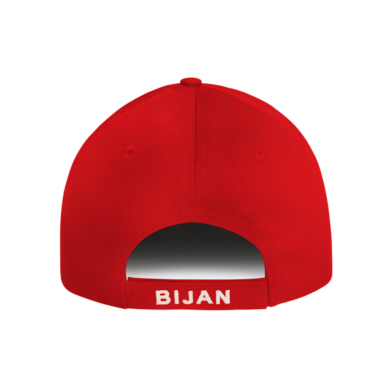 Bijan Red with Gold Crest Cap