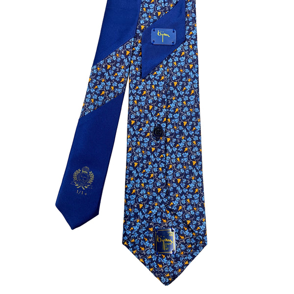 Bijan Blue Print Pure Silk Tie Set