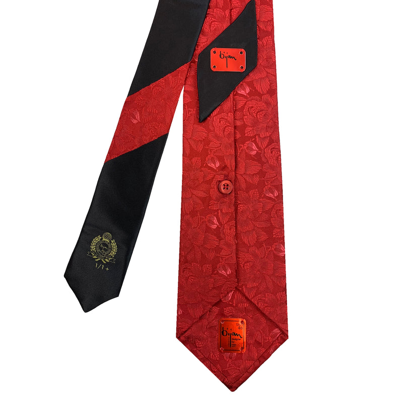 Bijan Red and Black Pure Silk Tie Set