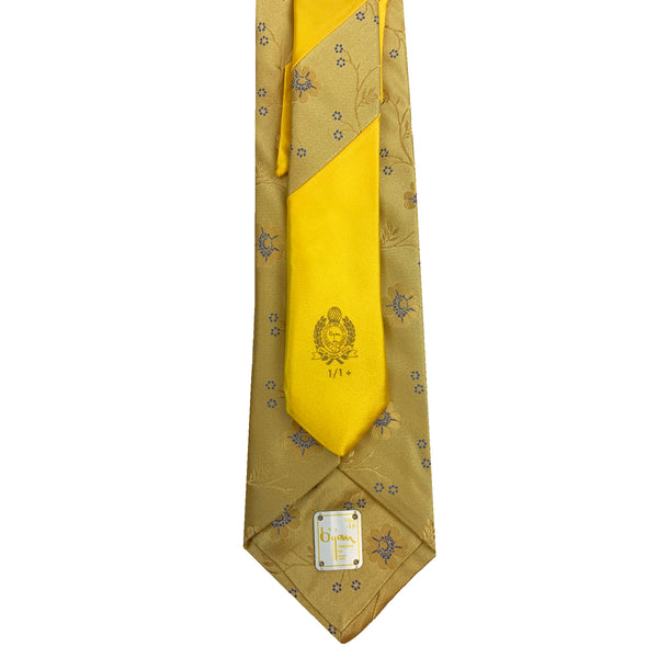Bijan Yellow with Floral Detail Pure Silk Tie Set