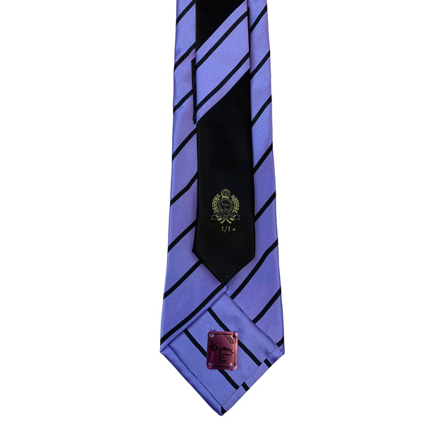 Bijan Purple and Black Stripe Pure Silk Tie Set